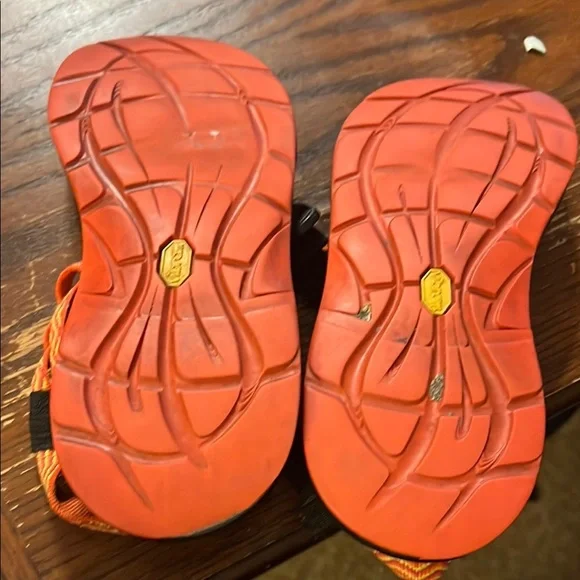 Orange and Black Outdoor Sandals with Adjustable Straps - Picture 6 of 6